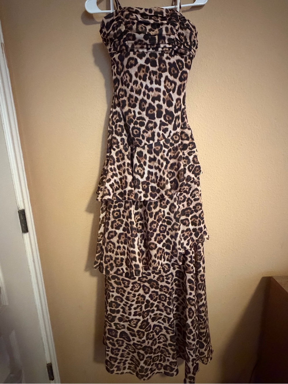 Leopard Print Tiered Maxi Dress - Brown
